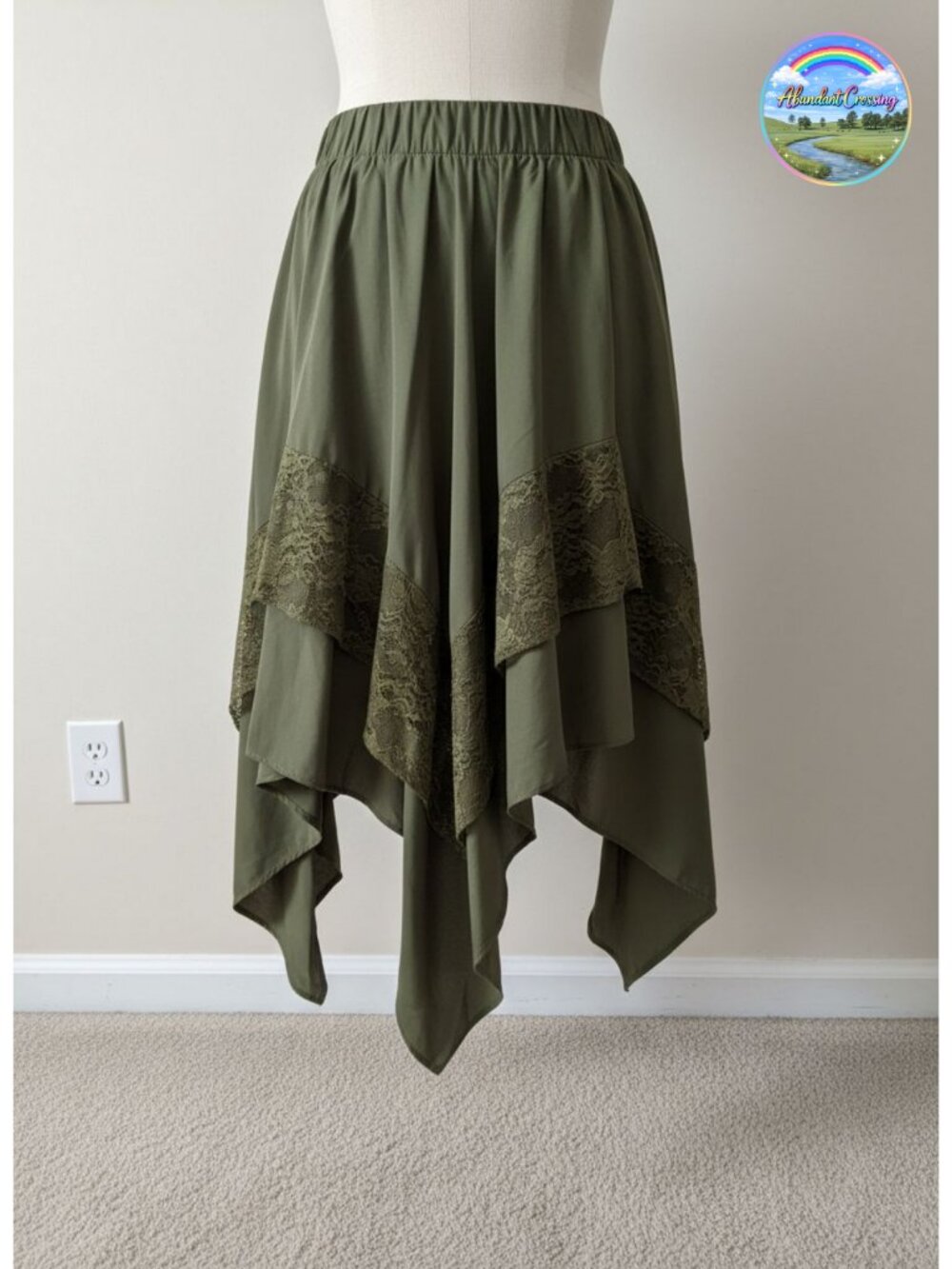 Women's Renaissance Flowy Lace Asymmetrical Skirt Whimsical
